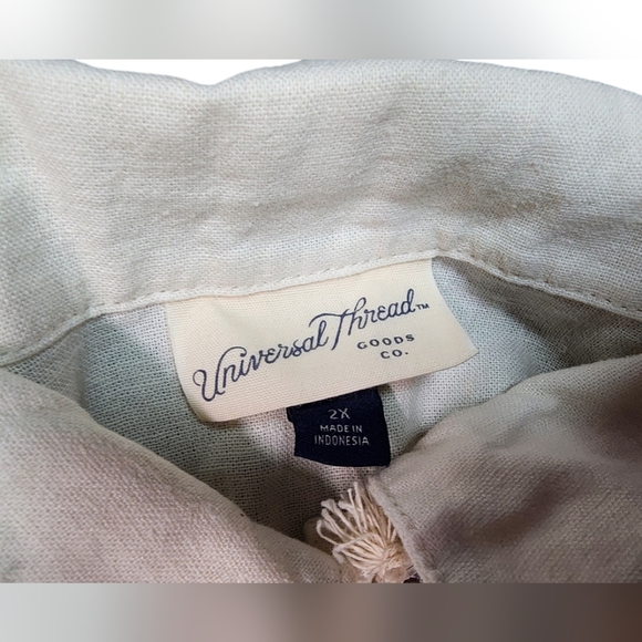 Universal Thread Women's Cream Linen Blend Tie Waist Short Romper Size 2X - Picture 2 of 5